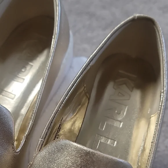 Karl Lagerfeld Gold and Black Wedge Shoes Size 6 Womens!! - Picture 4 of 9